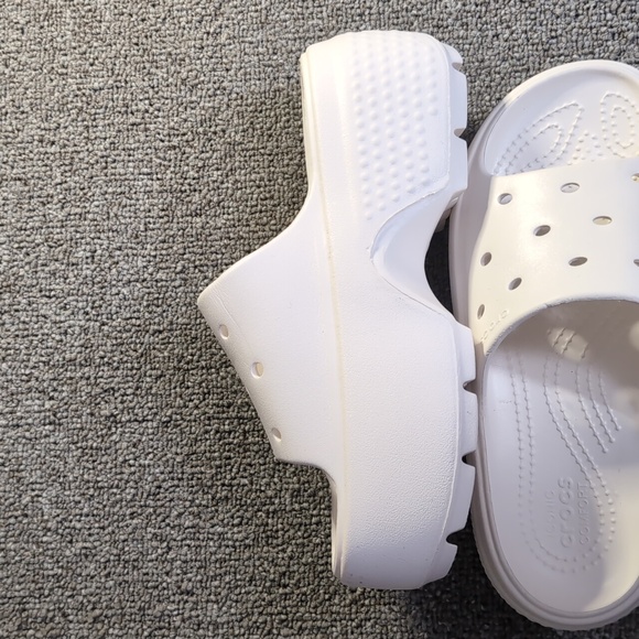 Crocs Stomp Slide Platform Chunky Slip On Chalk White Comfort Womens 7 - Picture 4 of 10